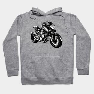 Super Duke 1290 Bike Black and White Color Hoodie